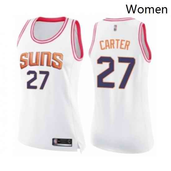 Womens Phoenix Suns 27 Jevon Carter Swingman White Pink Fashion Basketball Jersey